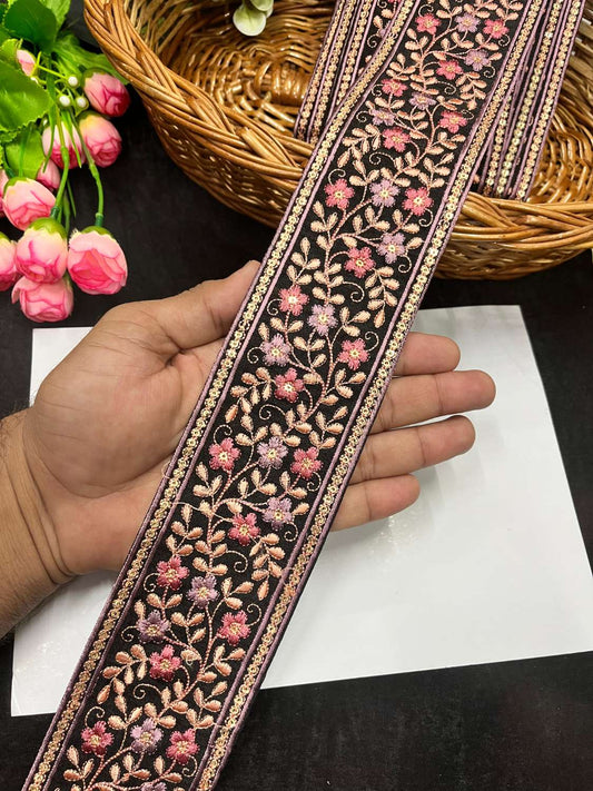 Exclusive Multicoloured Kashmiri Lace & Borders – Premium Thread Embroidered Trim for Sarees, Lehengas & Dupattas (9 Meter, 3 Inch Width) | Multi 5