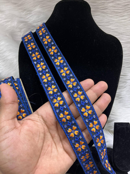 Exquisite Thread Embroidery Lace Trim – 9 Meters, 1-Inch Decorative Border for Sarees, Lehengas & Dupattas | Multi 6