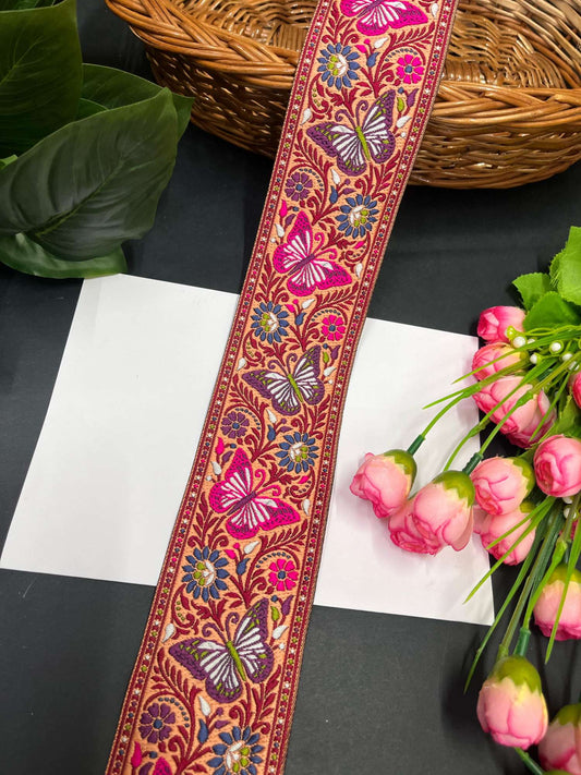 Butterfly Banarasi Lace – 9 Meters, 2.5-Inch Traditional Zari Woven Border for Sarees, Lehengas & Dupattas | Multi 6