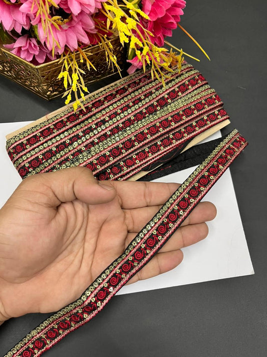 Multicoloured Sabyasachi Inspired Laces & Borders – Designer Embroidered Trim for Sarees, Lehengas & Dupattas (9 Meter, 1 Inch Width) | Multi 7