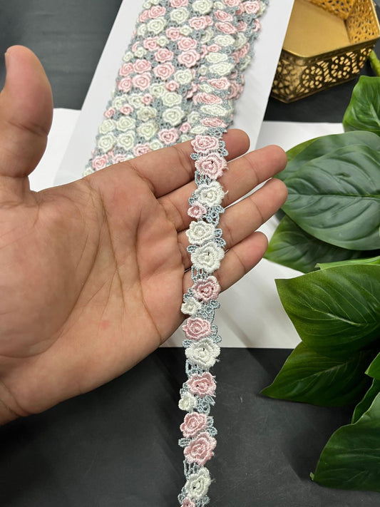 Stunning Multicolour Guipure Flower Imported Lace Trim – Designer Saree Laces & Dress Borders (9 Meter) | Multi 8