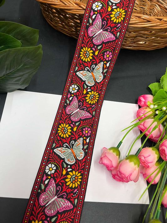 Butterfly Banarasi Lace – 9 Meters, 2.5-Inch Traditional Zari Woven Border for Sarees, Lehengas & Dupattas | Multi 9
