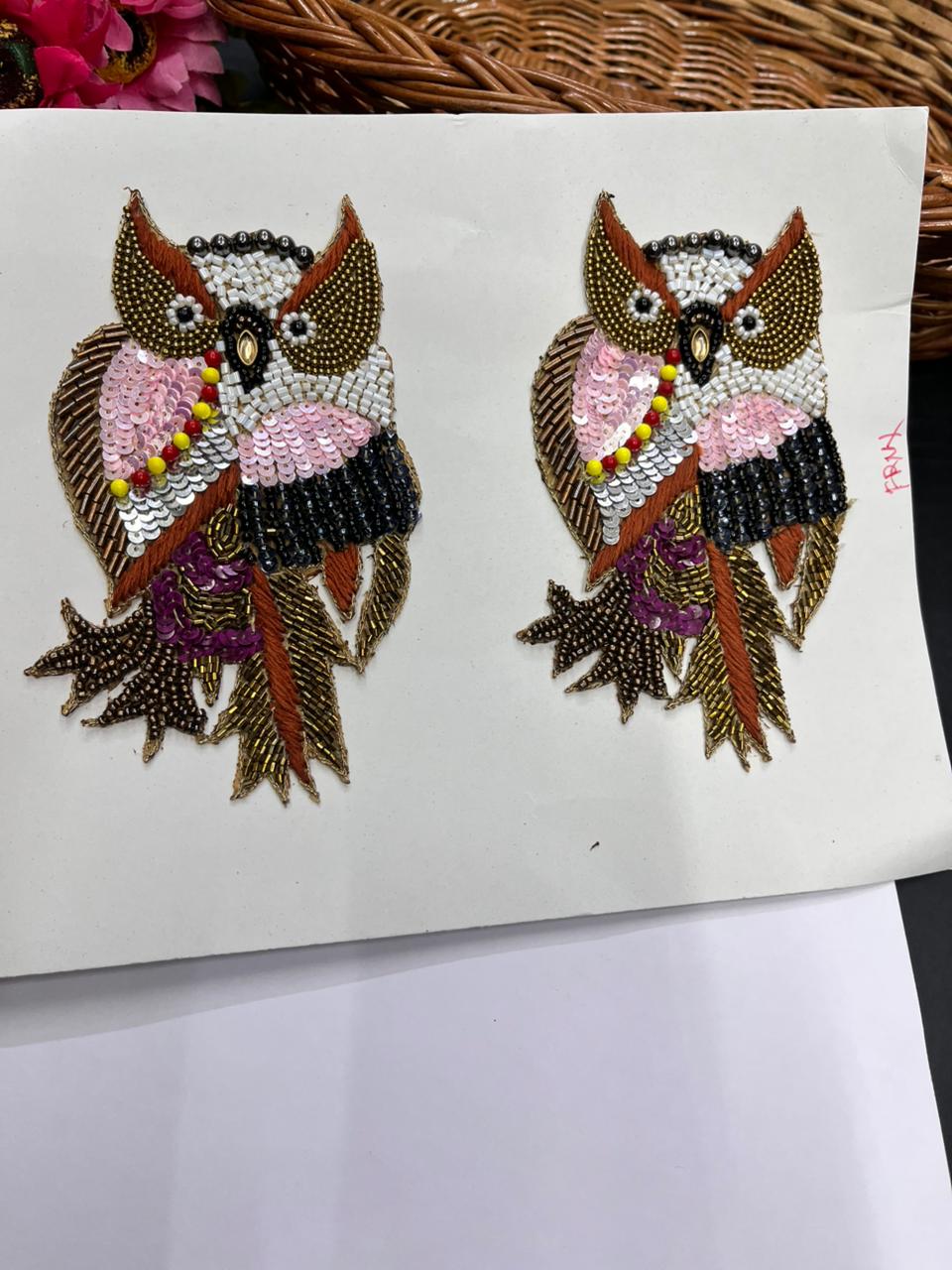 Handcrafted Owl Patch (Set of 2 Pieces) – Premium Designer Embellishment | Multi