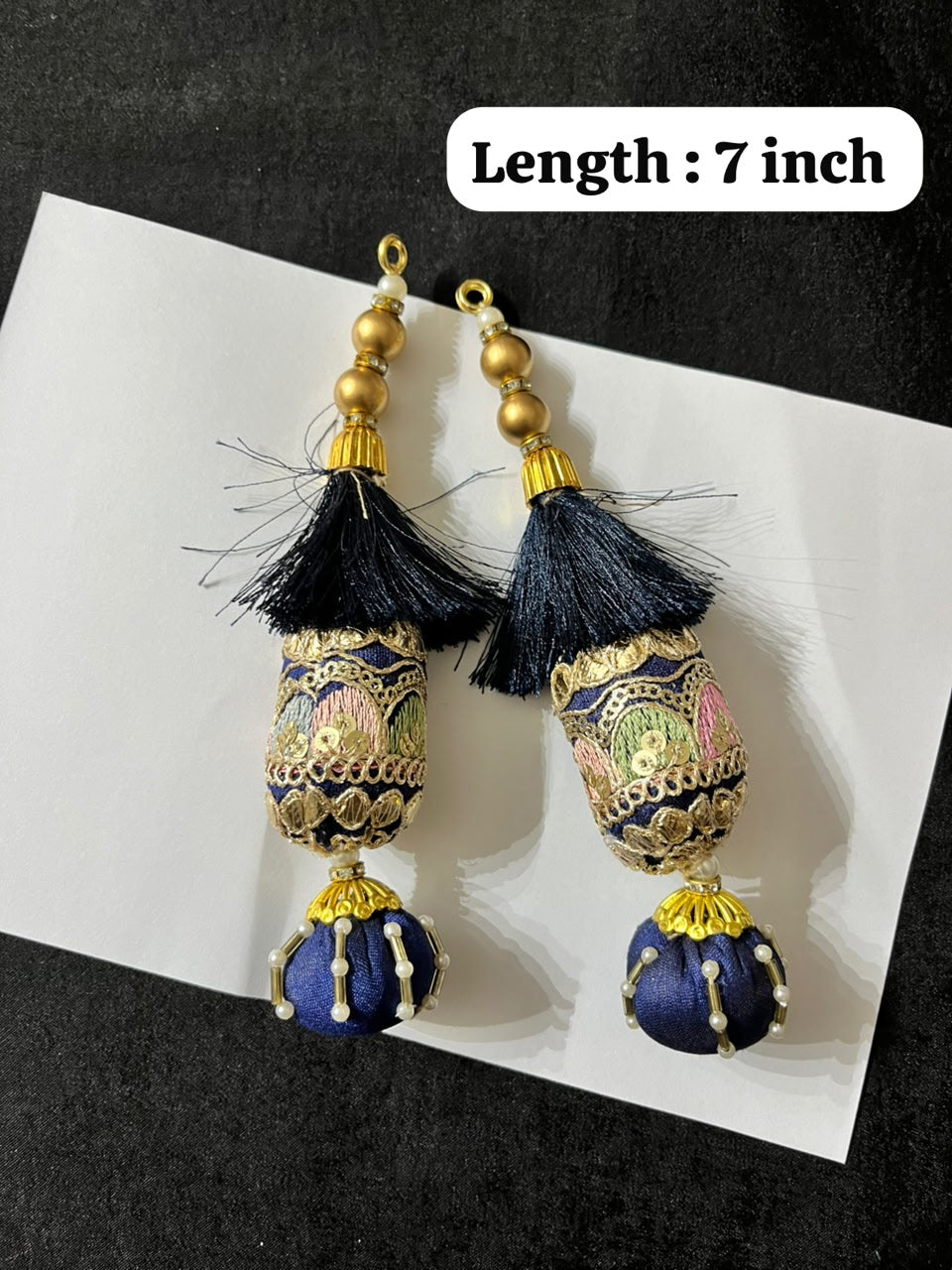 Decorative Gota Work Latkans for Lehenga and Saree Blouses – Designer Ethnic Tassels for Traditional Wear | Navy Blue