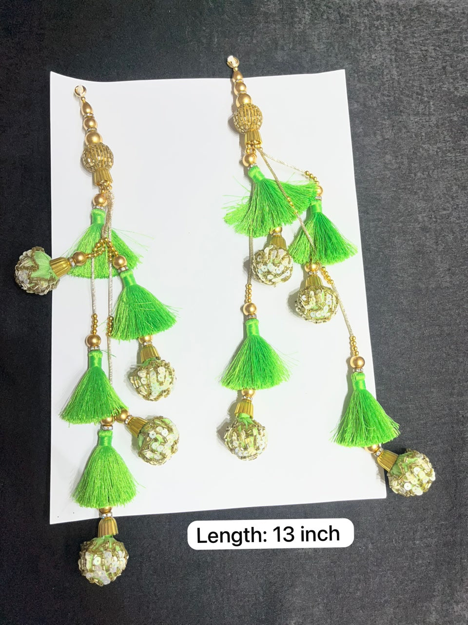 Decorative Handmade Resham Latkan for Saree and Lehenga – Designer Blouse Hanging Tassel for Ethnic Wear | Neon Green