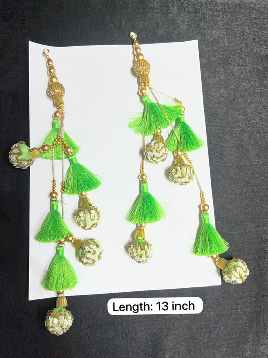 Decorative Handmade Resham Latkan for Saree and Lehenga – Designer Blouse Hanging Tassel for Ethnic Wear | Neon Green