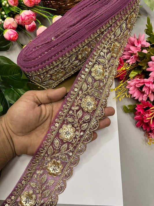Designer Bridal Saree Lace Border – Premium 3 Inch Handcrafted Maggam Work Decorative Border for Wedding & Festive Wear (9 Meter) | New Color