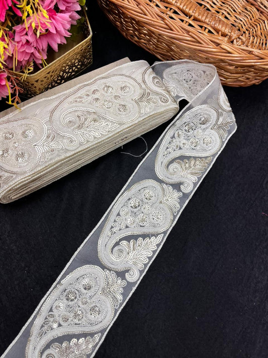 Designer Organza Lace Collection for Sarees, Kurtis & Dresses – Elegant Lucknowi Style Lace Border (3 Inch)