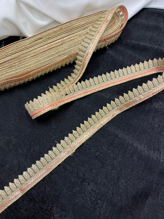 Beautiful Embroidery Zari Lace Borders for Sarees, Kurtis & Dresses – Decorative Ethnic Embroidered Lace Trim | Orange