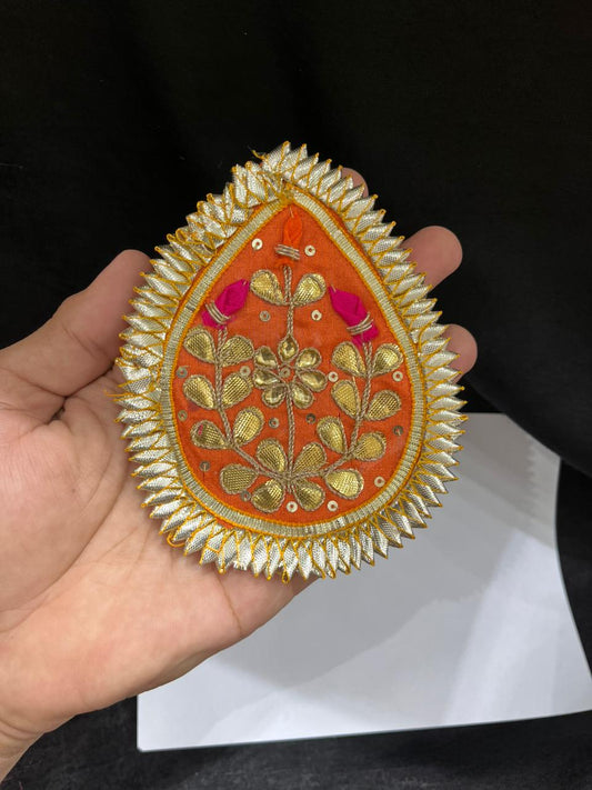 Handmade Gota Patches for Sarees, Lehengas & Blouses – Traditional Ethnic Decorative Applique Patches | Orange