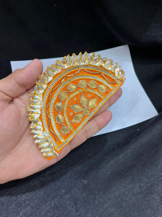 Beautiful Indian Gota Patti Applique Work Decorative Crafting Patch for Saree, Lehenga & Blouse – Sew On Ethnic Designer Applique Badge | Orange