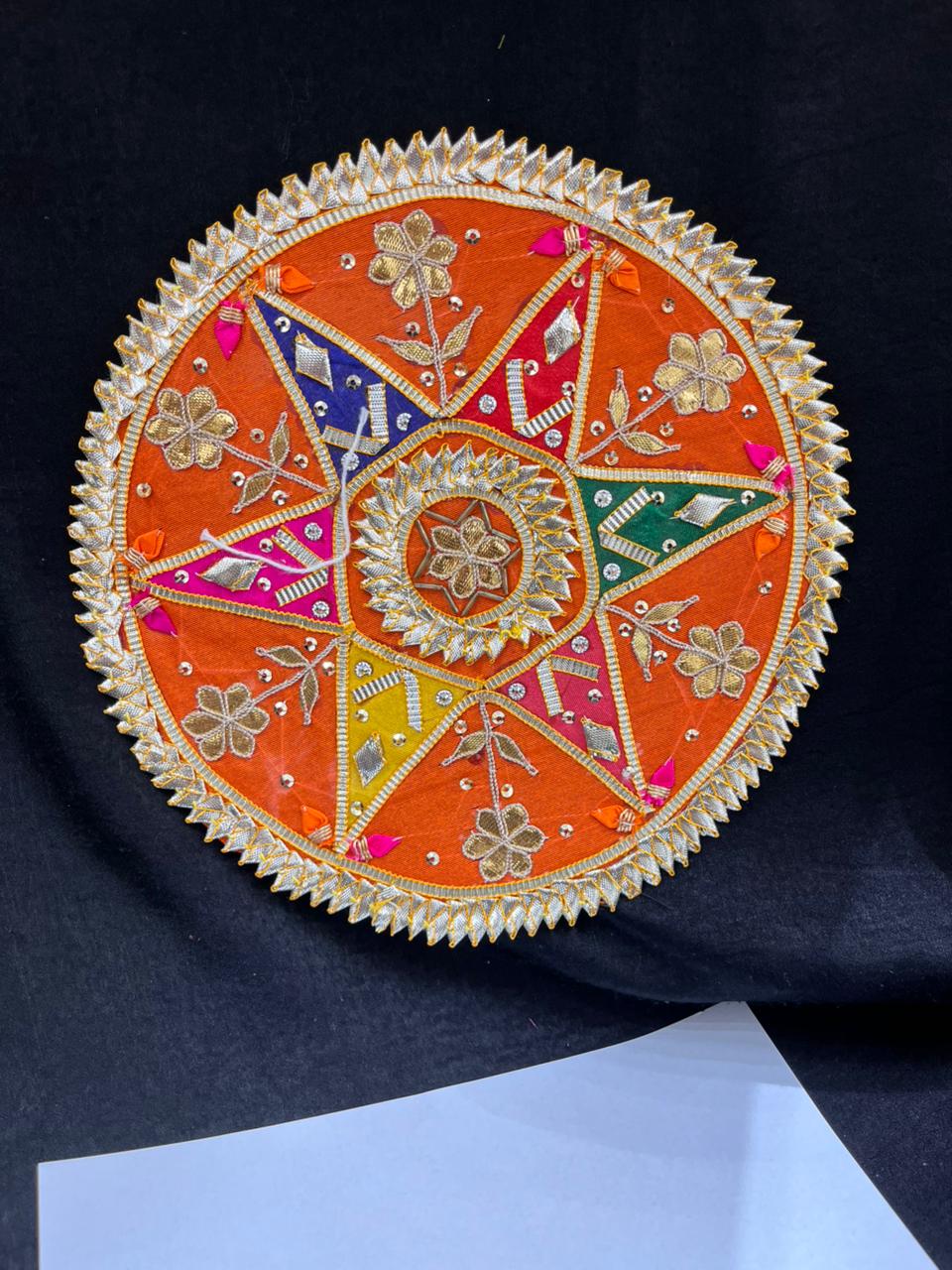 Beautiful Indian Gota Patti Applique Work Decorative Crafting Patch for Saree, Lehenga & Blouse – Sew On Ethnic Designer Applique Badge | Orange Colour