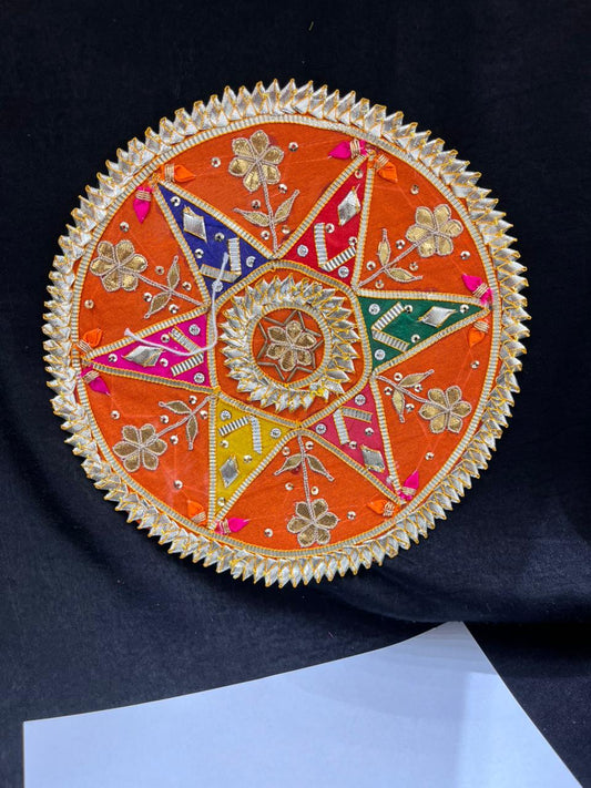 Beautiful Indian Gota Patti Applique Work Decorative Crafting Patch for Saree, Lehenga & Blouse – Sew On Ethnic Designer Applique Badge | Orange Colour
