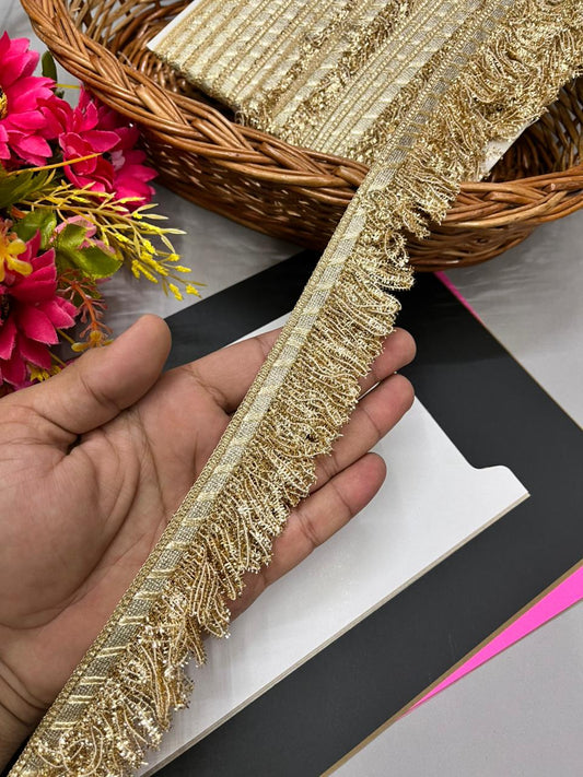 Fringe Lace / Kiran Lace Border for Dupatta – Lightweight Designer Latkan Lace for Sarees, Lehengas & Ethnic Wear (9 Meter, 1 Inch Width) | Pal Mat