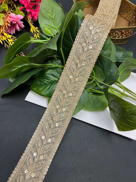 Gold Zari Embroidered Lace – 9 Meters, 1.5-Inch Traditional Border Trim for Sarees, Lehengas & Dupattas | Pal Mat