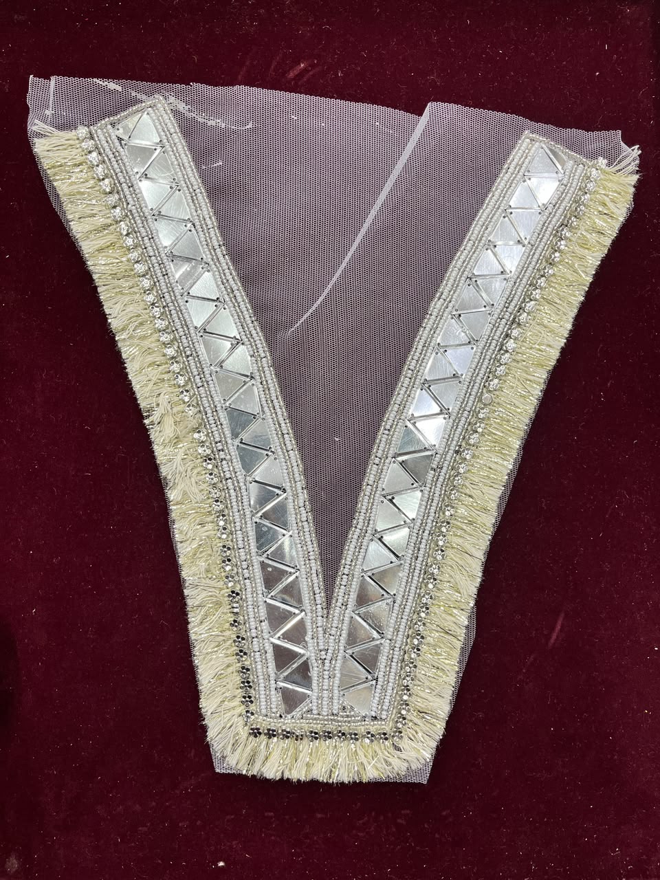 Designer Handcrafted Neck Patch for Women's Dresses, Kurtis & Blouses – Premium Embroidered Neckline Applique | DC0990 | Pani Gold