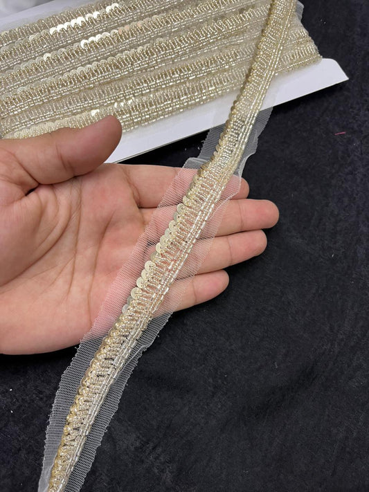 Beautiful Handcrafted Lace Trim for Sarees, Kurtis & Dresses – Decorative Handmade Embroidery Lace Border | Pani Gold