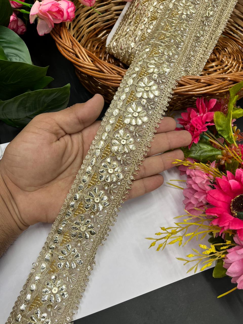 Beautiful Gota Work Lace – Premium Golden Embroidery Lace Border for Sarees & Ethnic Wear | Pani Gold