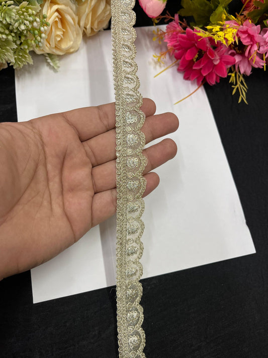 Gold Sequin Work Embroidery Saree Laces Border – 9 Meters, 1-Inch Decorative Trim for Sarees, Lehengas & Dupattas | Pani Gold