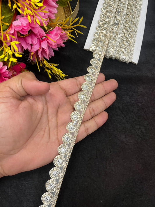Affordable Gold Embroidered Lace – Elegant Golden Border Trim for Sarees, Dupattas & Lehengas (9 Meter, 1 Inch Width) | Pani Gold