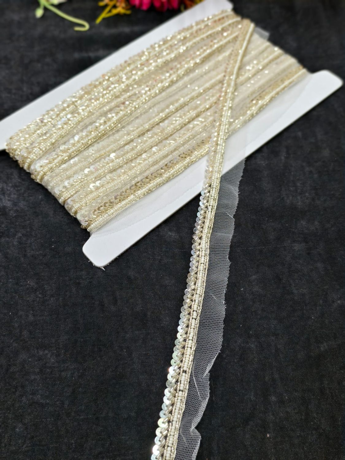 Handmade Jardoshi Work Saree Laces Border for Sarees & Dupattas – 9 Meters, 0.5-Inch Embroidered Trim | Pani Gold