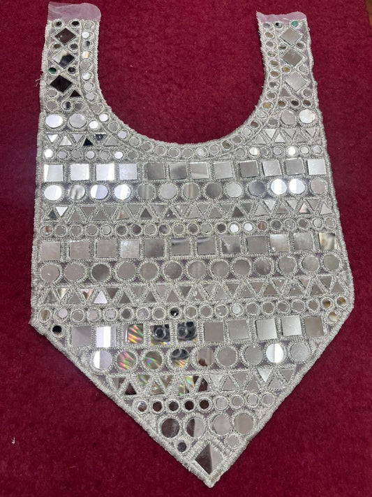 Mirror Work Neck Patch for Dresses & Kurtis – Elegant Designer Handcrafted Neck Applique | Pani Gold