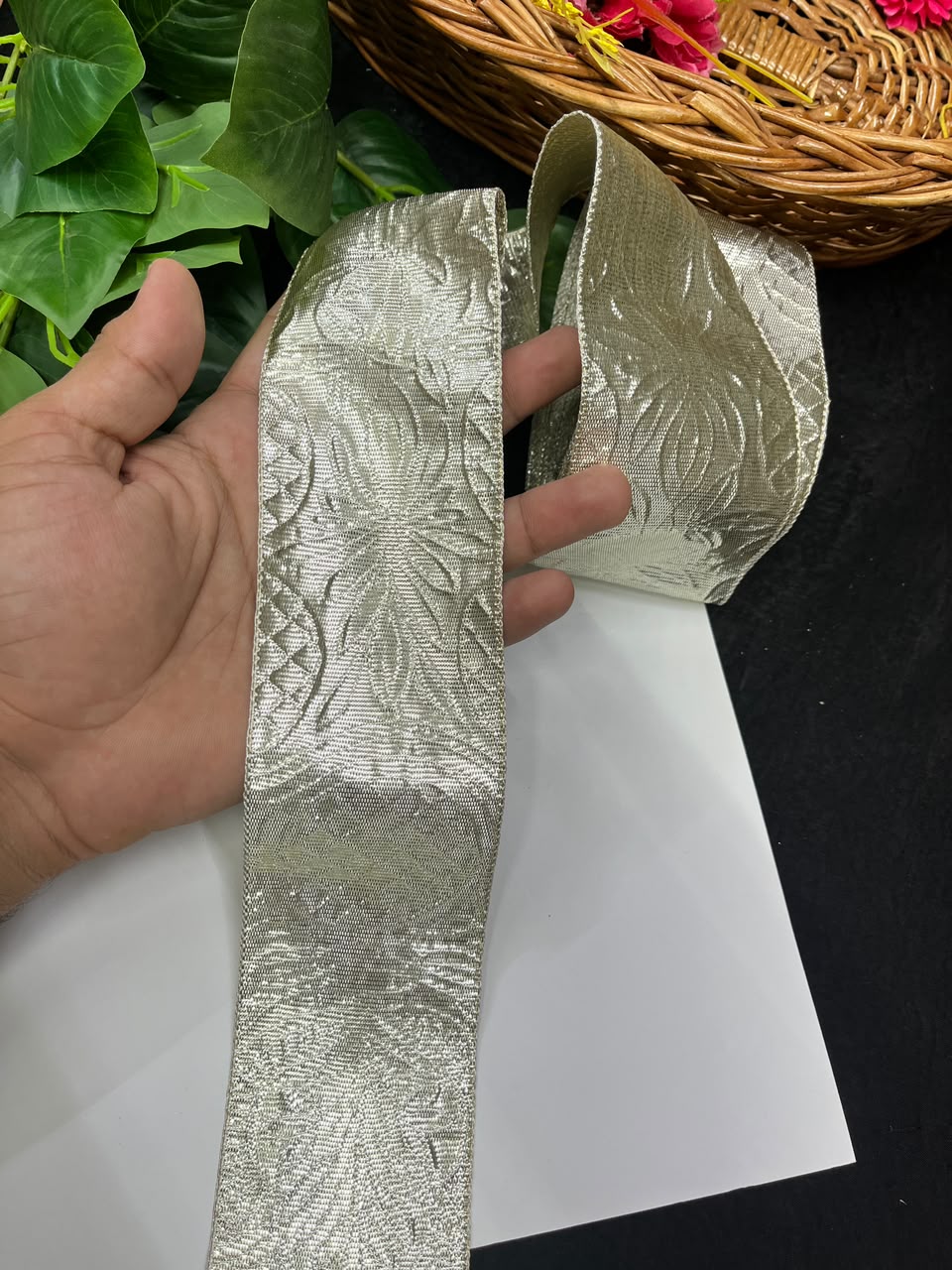 Artificial Plain Gota Lace for Skirts, Lehengas, Sarees & Dupattas – Decorative Gota Patti Lace Border (3 Inch) | DC1026 | Pani Gold