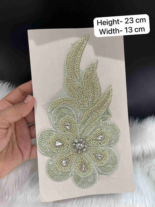 Designer Embroidered Multicolor Stonework Patches for Dresses | Handmade Bead Applique for Blouse, Gown, Lehenga | Pani Gold