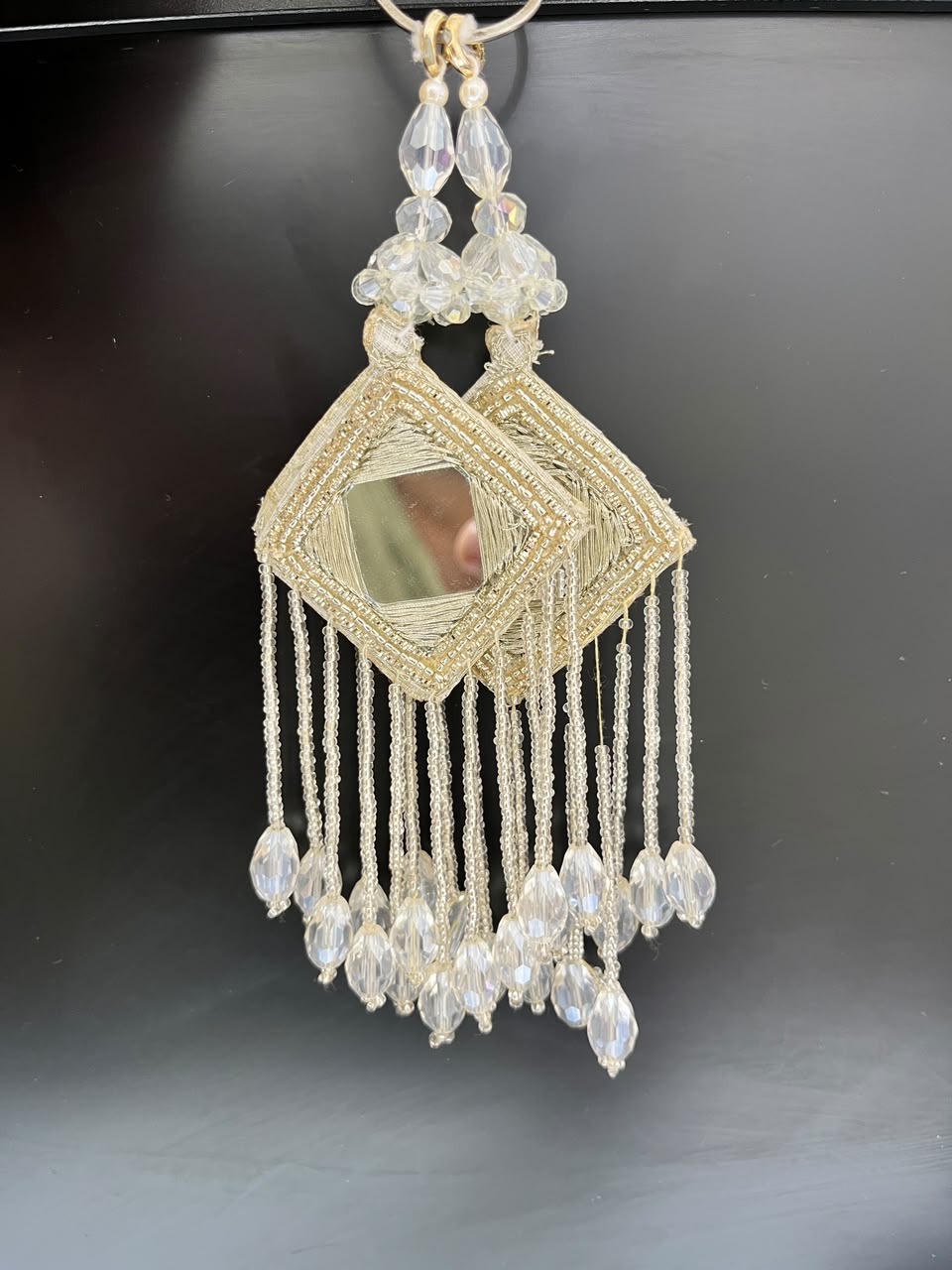 Designer Mirror Tassels (Latkans) for Blouses, Dresses & Lehengas – Decorative Mirror Hanging Tassels Set of 2 | DC0999 | Pani Gold