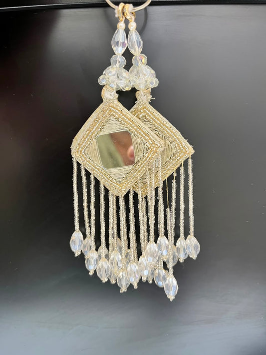Designer Mirror Tassels (Latkans) for Blouses, Dresses & Lehengas – Decorative Mirror Hanging Tassels Set of 2 | DC0999 | Pani Gold