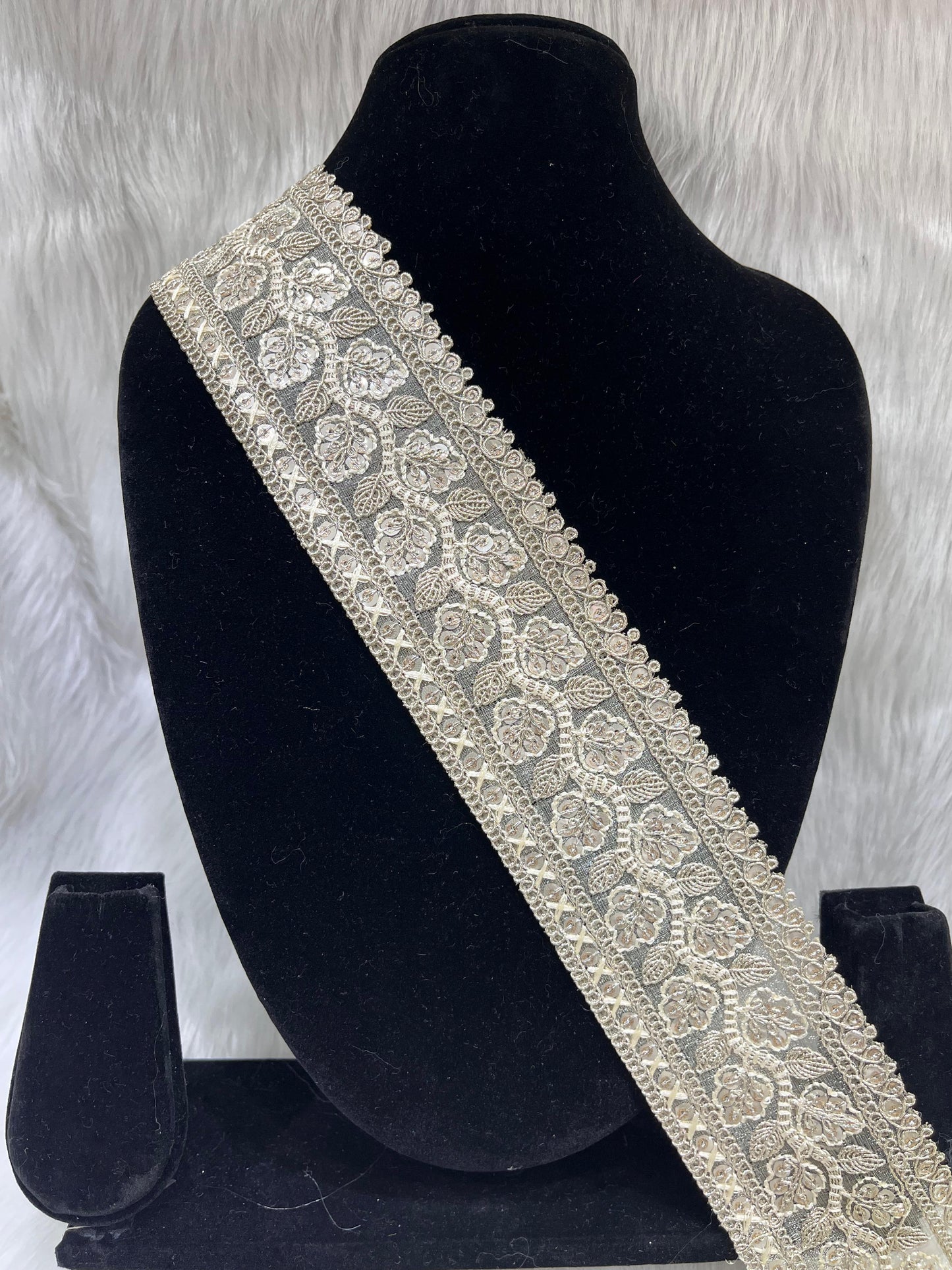 Embroidered Gold Lace Trims | Fancy Laces | Zari Border | Sewing & Craft Lace – 9 Meters, 2-Inch Width | Pani Gold