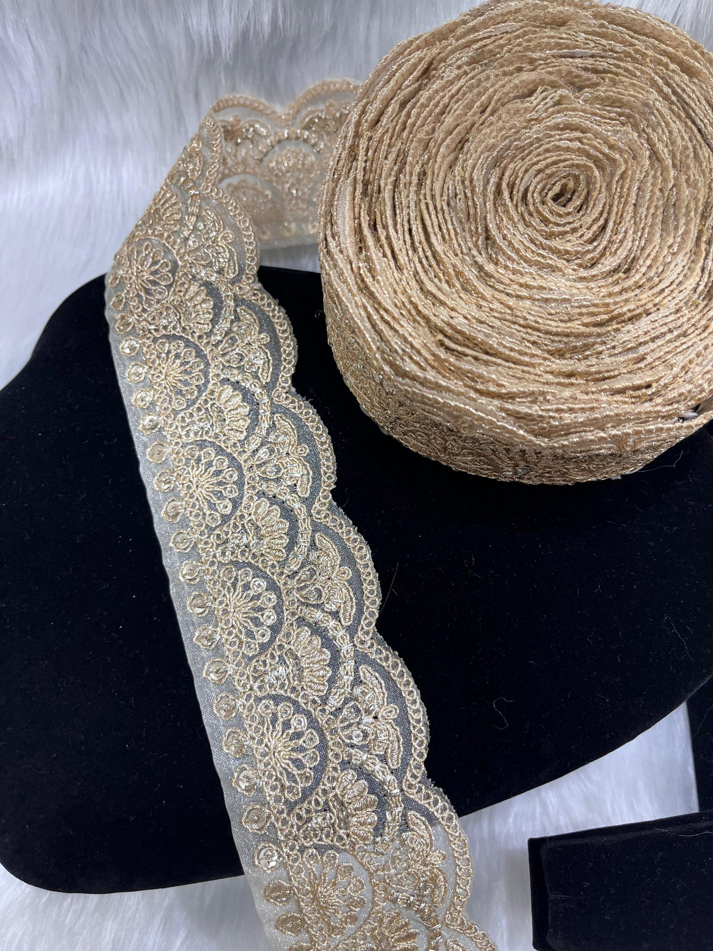 Gold Cutwork Embroidery Lace Border for Saree and Dupatta – 9 Meters, 2-Inch Width | Pani Gold