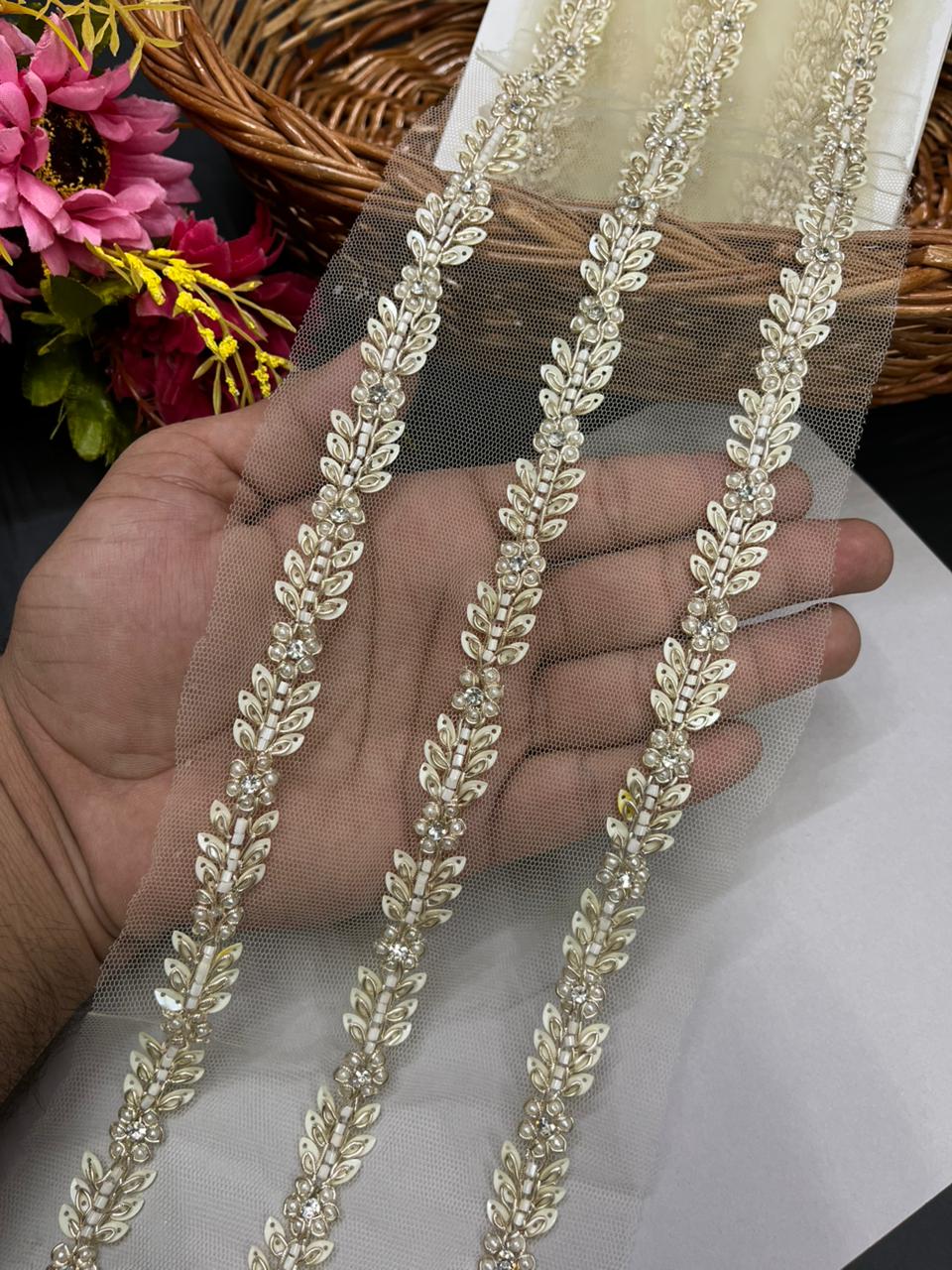 Traditional Handmade Lace Border – Perfect for Bridal Wear, Sarees, Dupattas & Couture Outfits (9 Meter, 0.5 Inch Width) | Pani Gold