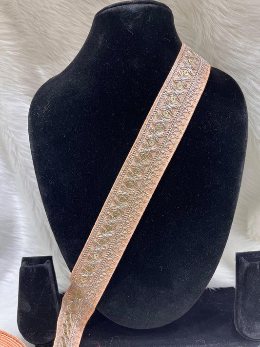 Lace Border for Sarees, Dupattas, Lehengas, Skirts, and Sewing Projects - 9 Meter | Peach