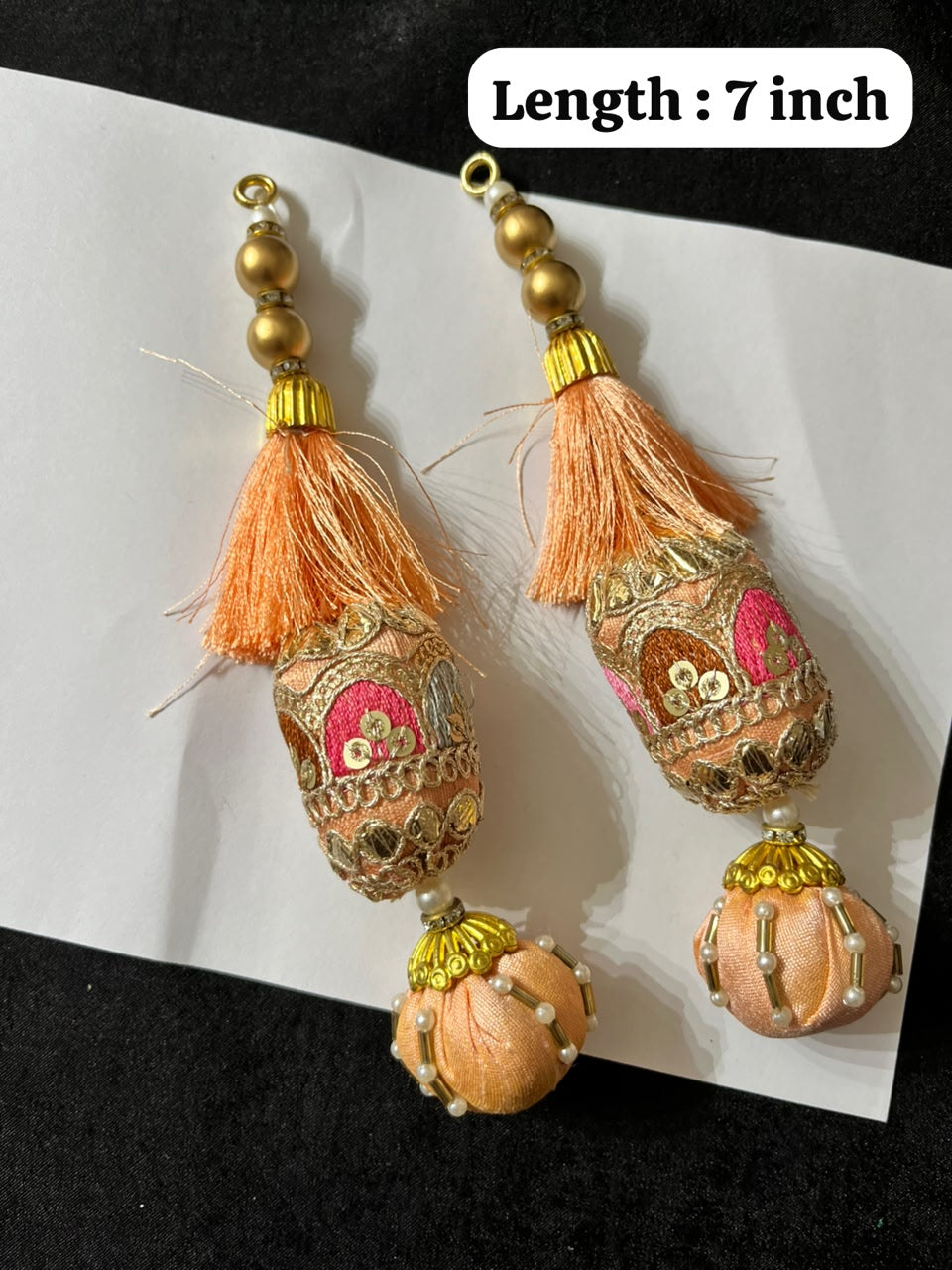 Decorative Gota Work Latkans for Lehenga and Saree Blouses – Designer Ethnic Tassels for Traditional Wear | Peach