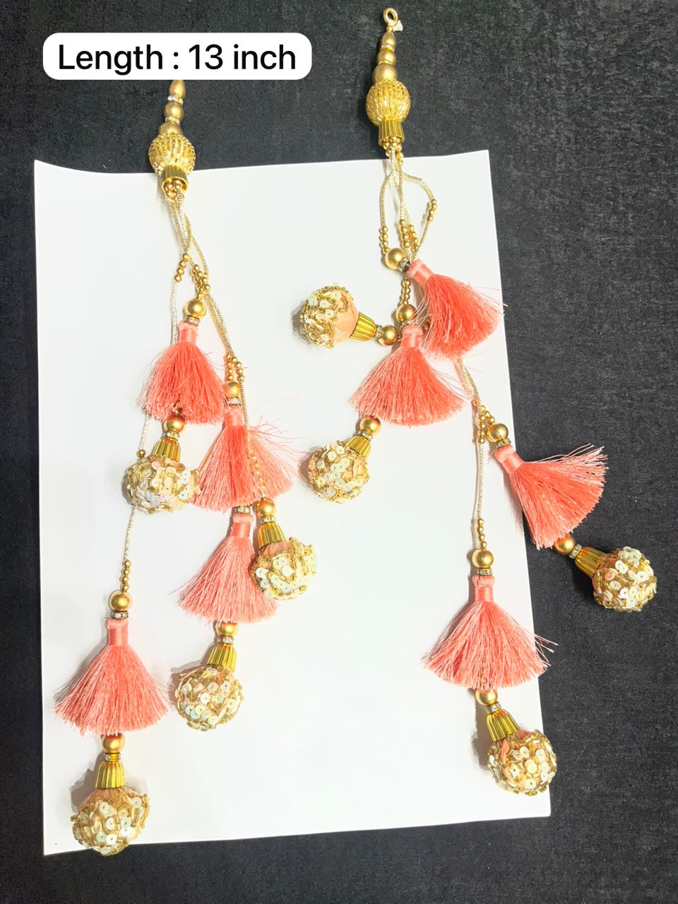 Decorative Handmade Resham Latkan for Saree and Lehenga – Designer Blouse Hanging Tassel for Ethnic Wear | Peach