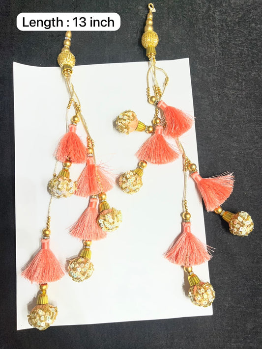 Decorative Handmade Resham Latkan for Saree and Lehenga – Designer Blouse Hanging Tassel for Ethnic Wear | Peach