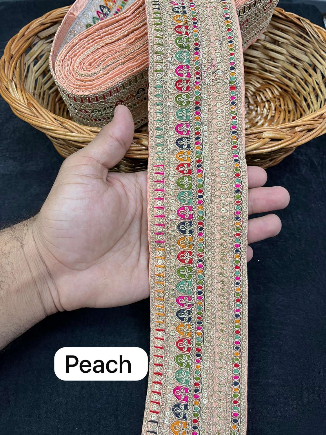 Sabyasachi Inspired Embroidery Designer Saree Lace Border (9 Meter) – 3 Inch Wide Premium Trim | Peach
