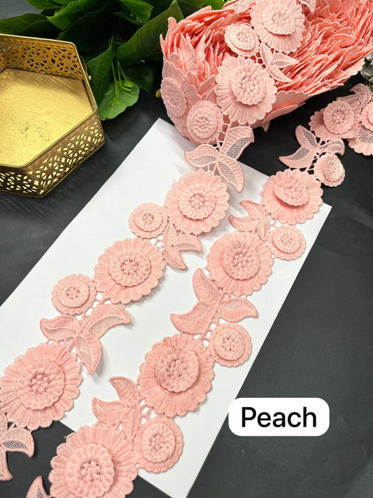 New Imported Western Lace for Sarees & Dresses – Premium 3 Inch Decorative Lace Border (9 Meter) | Peach