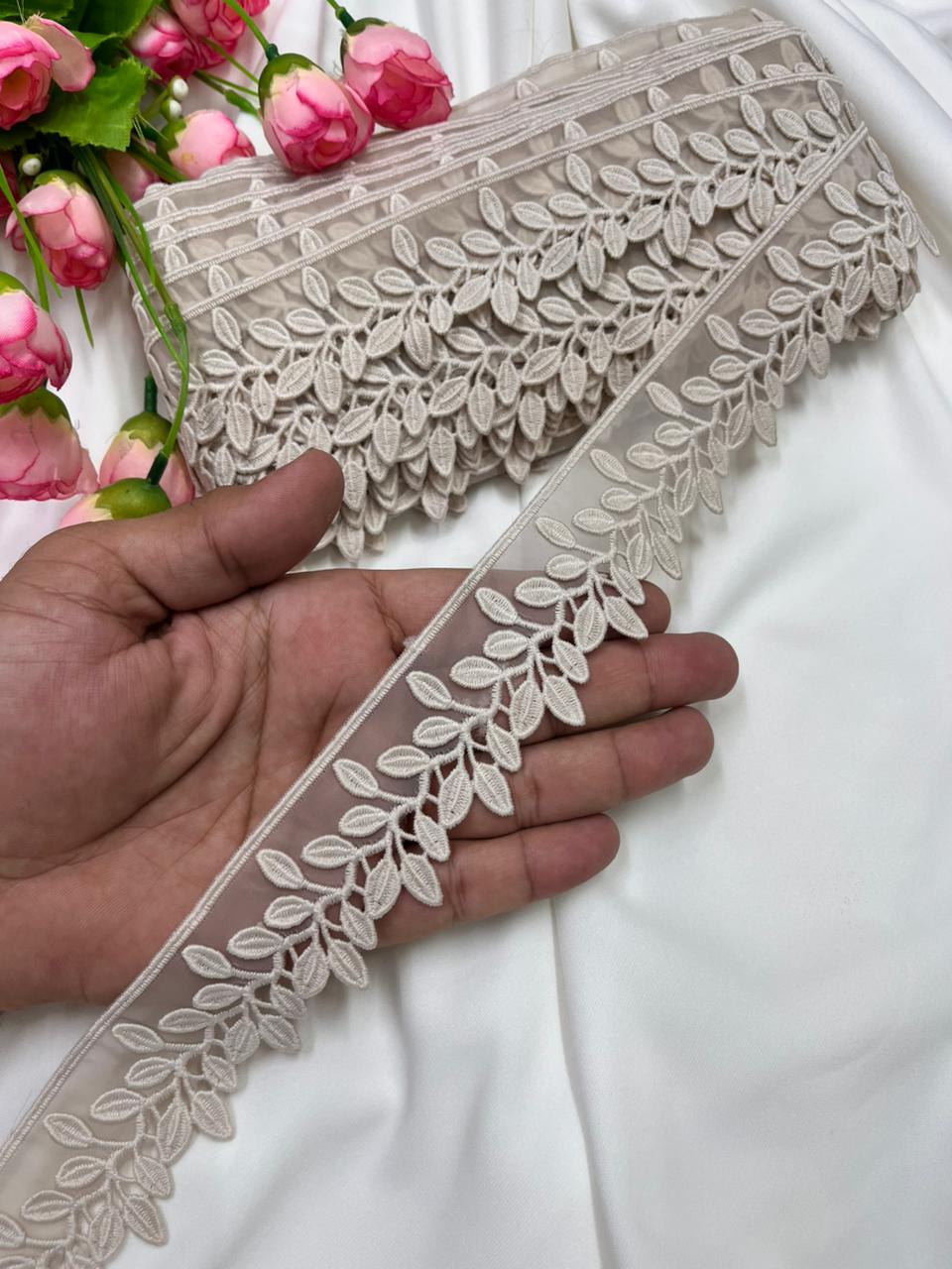 Beautiful Imported Organza Lace Trim for Sarees, Dresses & Kurtis – Designer Soft Organza Lace Border (1.5 Inch) | Phone