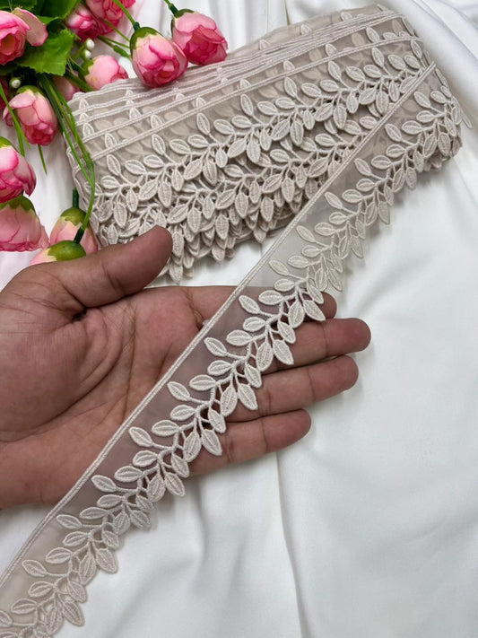 Beautiful Imported Organza Lace Trim for Sarees, Dresses & Kurtis – Designer Soft Organza Lace Border (1.5 Inch) | Phone
