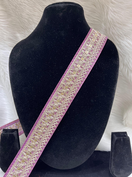 Lace Border for Sarees, Dupattas, Lehengas, Skirts, and Sewing Projects - 9 Meter | Purple