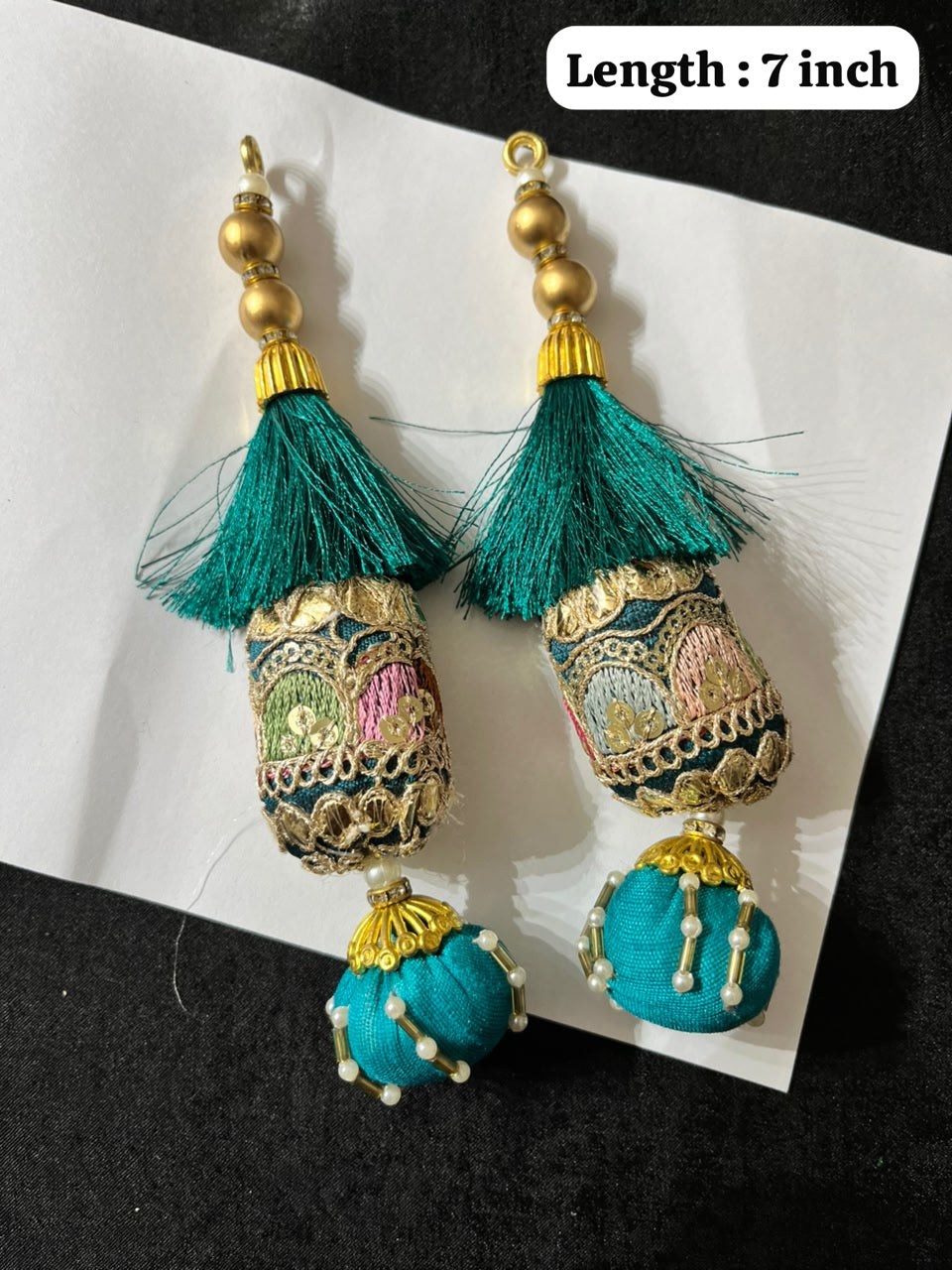 Decorative Gota Work Latkans for Lehenga and Saree Blouses – Designer Ethnic Tassels for Traditional Wear | Rama Green