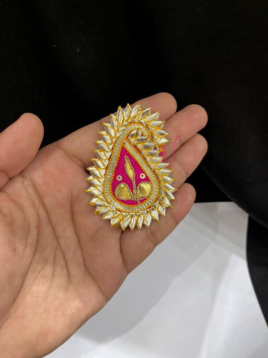 Handmade Mango Design Gota Patches for Sarees, Lehengas & Blouses – Traditional Ethnic Decorative Applique Patches | Rani Pink Color