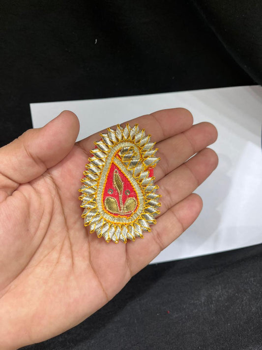 Handmade Mango Design Gota Patches for Sarees, Lehengas & Blouses – Traditional Ethnic Decorative Applique Patches | Red