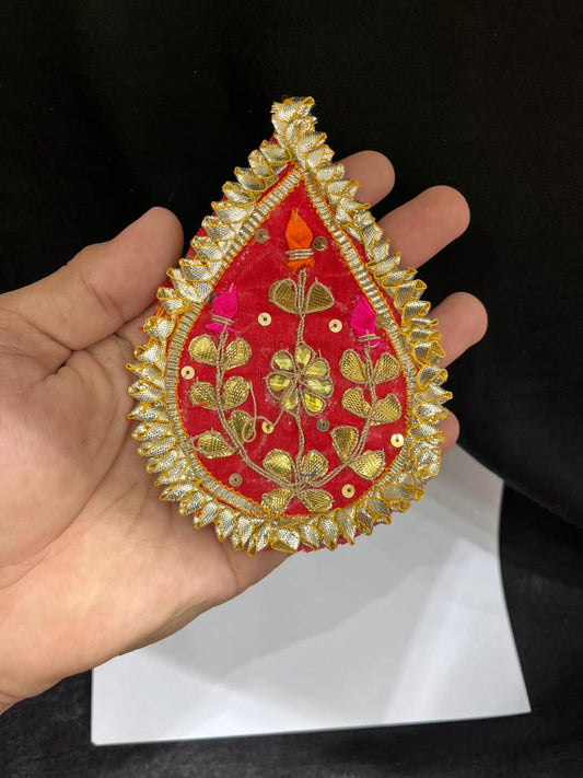 Handmade Gota Patches for Sarees, Lehengas & Blouses – Traditional Ethnic Decorative Applique Patches | Red