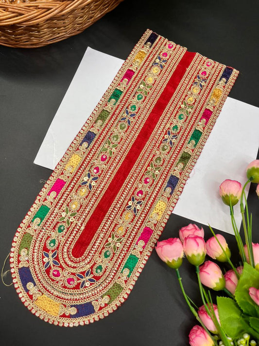 Sabyasachi Inspired Embroidered Applique Patch – Designer Neck Lace for Sarees, Kurtis & Blouses | Red