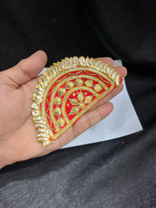 Beautiful Indian Gota Patti Applique Work Decorative Crafting Patch for Saree, Lehenga & Blouse – Sew On Ethnic Designer Applique Badge | Red Color