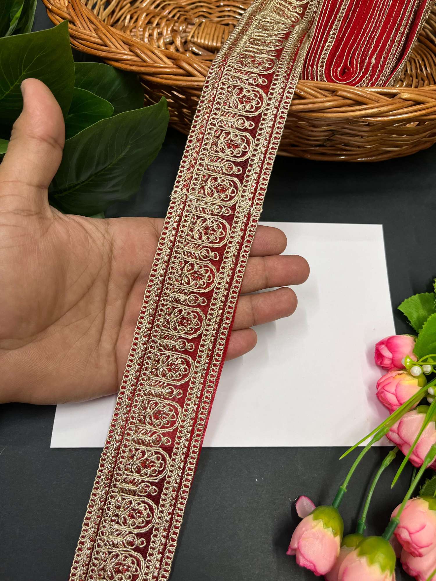 Embroidered lace (net border) – Deep's Creation