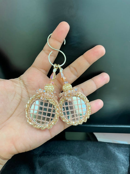 Designer Mirror Tassels (Latkans) for Blouses, Dresses & Lehengas – Decorative Mirror Hanging Tassels Set of 2 | DC0996 | Rose Gold